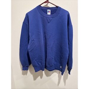 Vintage Russell Athletic Sweatshirt Mens Large Blue Crewneck V Stitch‎ Blank USA